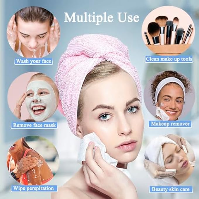 STRBOXONG منشفة وجه قطنية قابلة للتخلص منها للنساء، ناعمة، جافة، مناديل أطفال، منشفة تنظيف وجه تجميلية، محمولة للبشرة الحساسة والأطفال ومزيل مكياج ورعاية شخصية (1 عبوة) - Image 4